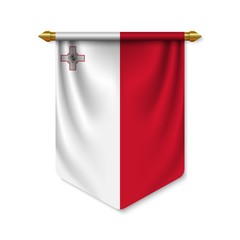 3d realistic pennant with flag
