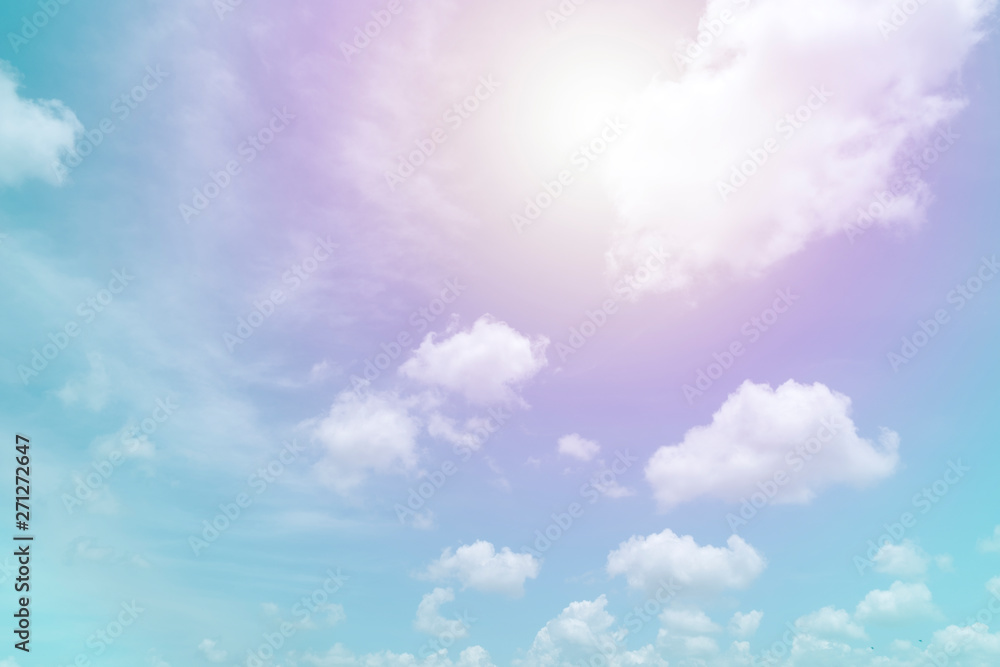 Wall mural clouds sky with gradient pastel color use for abstract background.
