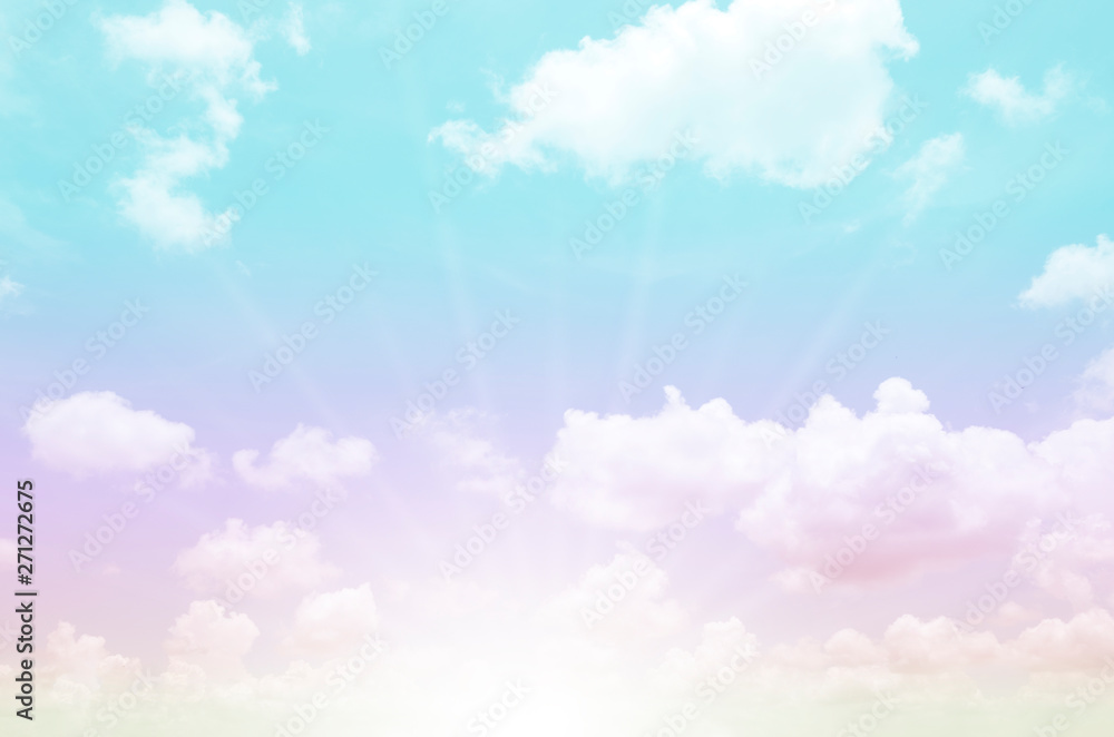 Wall mural clouds sky with gradient pastel color use for abstract background.