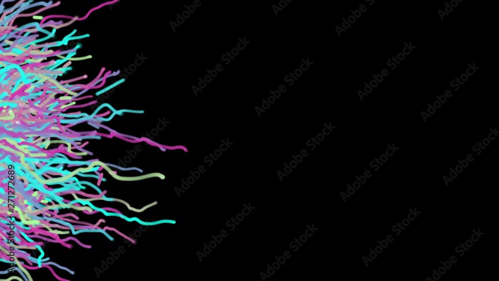 Poster many particles with long tails like octopus tentacles, 3d rendering, computer generating background