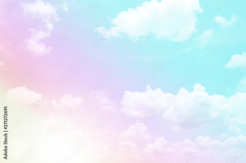Wall mural clouds sky with gradient pastel color use for abstract background.