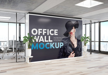 Printed Wall in Modern Office Mockup