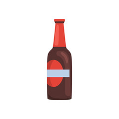 Glass beer bottle color vector icon. Flat design