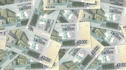Uruguay UYU banknote as background wallpaper using 2000 Pesos Dos Mil - Image