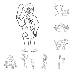 Vector design of ancient and primitive sign. Collection of ancient and era vector icon for stock.