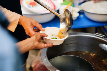 Hunger problems of the poor have been donated food to reduce hunger : the concept of food shortage in the world : Donate Food with Love and Hope to the Poor: The concept of food is essential to life