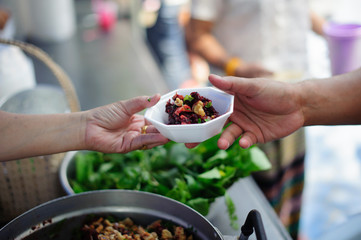 Hunger problems of the poor have been donated food to reduce hunger : the concept of food shortage in the world : Donate Food with Love and Hope to the Poor: The concept of food is essential to life