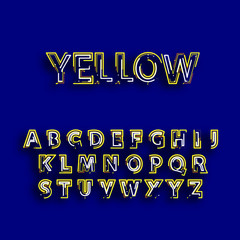Yellow neon alphabet fonts. CMYK Ccolor mode.  neon vector illustration. Yellow neon lighting. Candy color neon alphabet. 