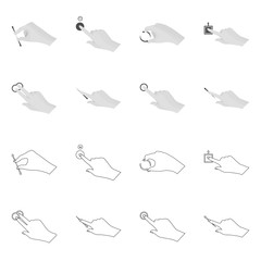 Fototapeta premium Vector illustration of touchscreen and hand sign. Collection of touchscreen and touch stock vector illustration.