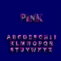 Pink neon alphabet fonts. neon vector illustration. Pink and purpule neon lighting. Candy color neon alphabet. 