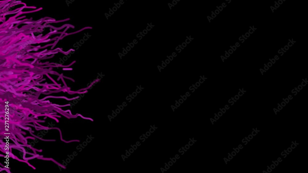 Poster many particles with long tails like octopus tentacles, 3d rendering, computer generating background