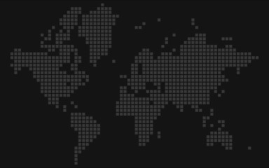 World map isolated on gray background. Stylized dotted Earth template for back wall, infographics, design. Modern flat illustration.