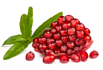Ripe pomegranate fruit isolated on white background