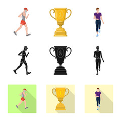 Vector illustration of sport  and winner sign. Set of sport  and fitness  vector icon for stock.
