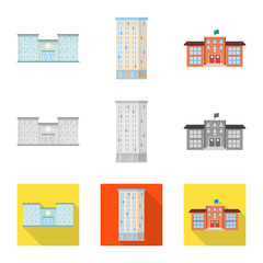 Vector design of municipal and center icon. Set of municipal and estate   stock symbol for web.