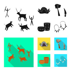 Vector illustration of evolution and neolithic logo. Set of evolution and primeval vector icon for stock.