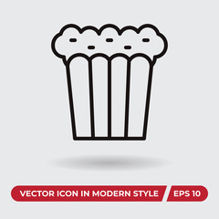 Popcorn vector icon in modern style for web site and mobile app