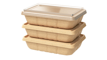 Packaging food box cardboard brown open and closed on white isolated background. 3D rendering