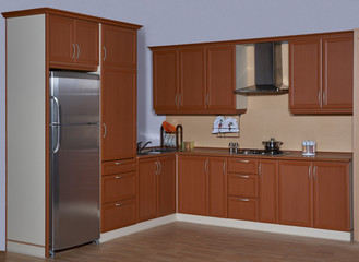Fototapeta premium Modern kitchen interior,ready-made kitchen in film or photo studio