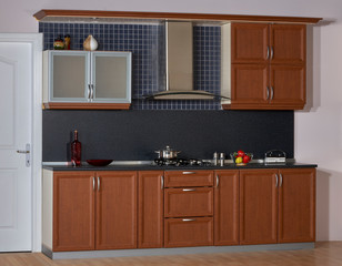 Modern kitchen interior,ready-made kitchen in film or photo studio
