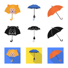 Isolated object of protection and closed logo. Collection of protection and rainy vector icon for stock.