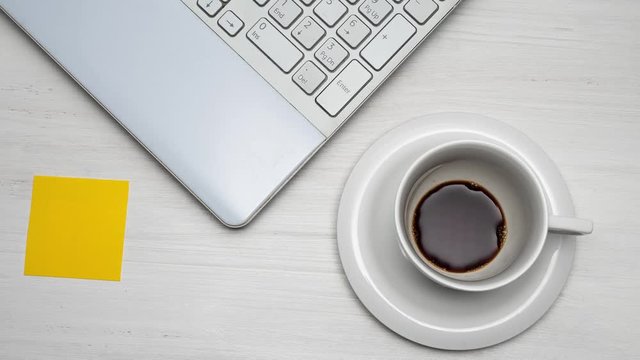 Hard day at work concept. Stopmotion of workplace with notes and todo lists. Person overloaded with work.