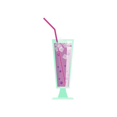 Violet glass of fresh juice mix of tropical fruits