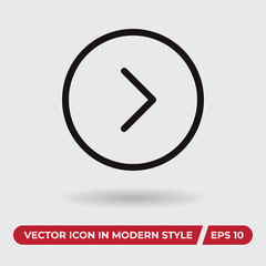 Arrow right vector icon in modern style for web site and mobile app