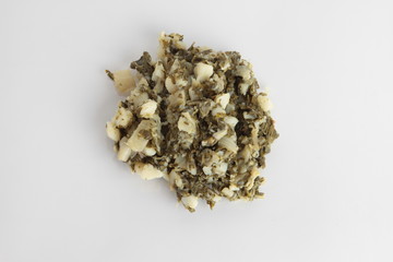 delicious chard with potato on white background