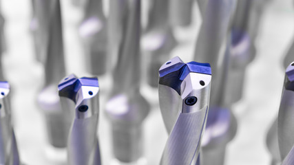 Metal cutter drill Titanium carbonitride TiCN coating  industrial engineering concept  with copy...
