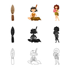 Vector design of evolution  and prehistory sign. Collection of evolution  and development  vector icon for stock.