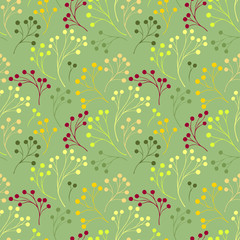 Seamless pattern with abstract branches colorful tones on olive  for decoration different things