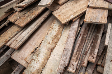 Used Mold Wood in the Construction Work Site. Construction Timber Wood Material