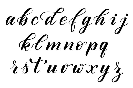 Handwritten modern brush calligraphy Alphabet isolated on white. Vector illustration.