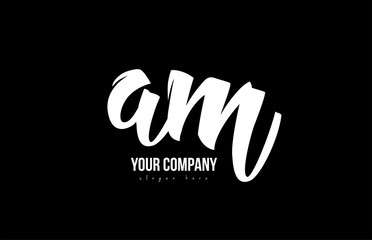 joined am a m alphabet letter logo icon design black and white