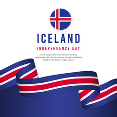 Iceland independence day vector template. Design for banner, greeting cards or print.