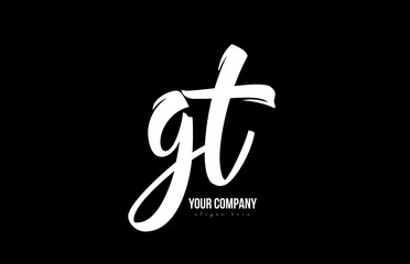 joined gt g t alphabet letter logo icon design black and white