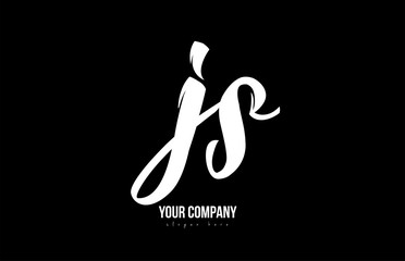 joined js j s alphabet letter logo icon design black and white