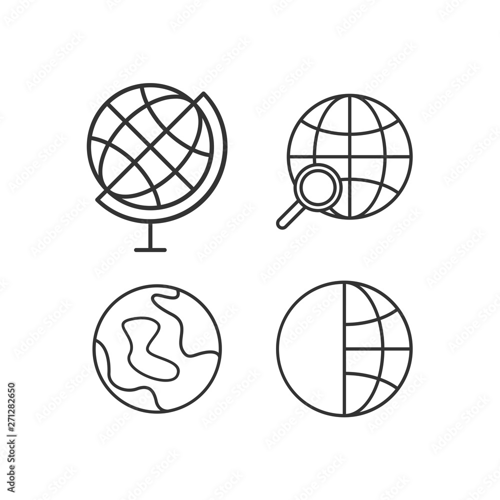 Poster Web set icon. Flat symbol Web internet or globe logo vector design template