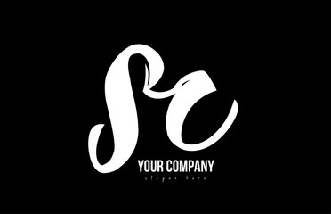 Fototapeta premium joined sc s c alphabet letter logo icon design black and white