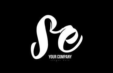 joined se s e alphabet letter logo icon design black and white