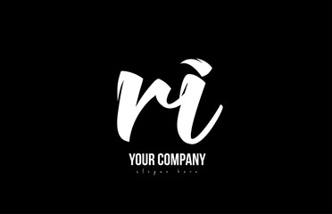 joined ri r i alphabet letter logo icon design black and white