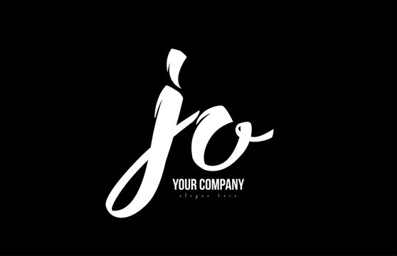 joined jo j o alphabet letter logo icon design black and white