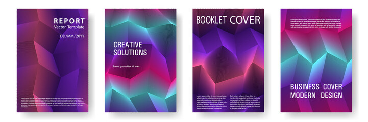 Broken line gradient polygonal cover templates set