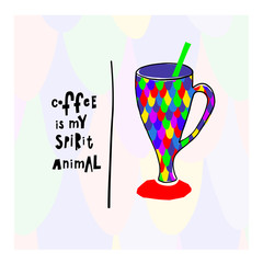 Quote love coffee typography spirit animal cup