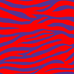 Blue Red tropical animal zebra seamless pattern