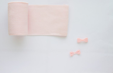 Roll elastic bandage gauze on white background