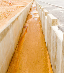 drainage way concrete roadside drain water used for drainage in case of flooding.