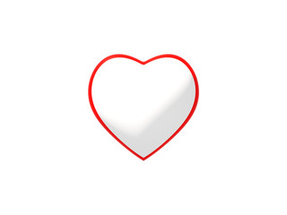 Line art of red and white 3D heart symbol realistic illustration on white background. Ideal for Valentines Day, Mothers Day, wedding, I love you etc. 3d rendering.