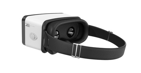 VR glasses. Black and white virtual reality headset Isolated on white background. 3D Illustration